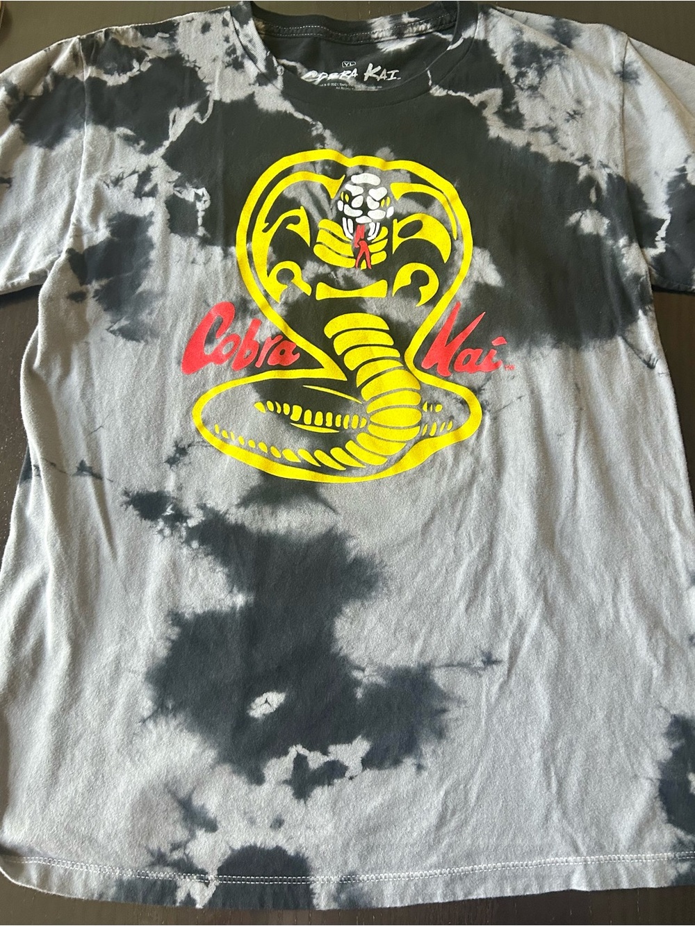 Ripple Junction Cobra Kai Tie-Dye Tee in Black, Gray, Yellow & Red